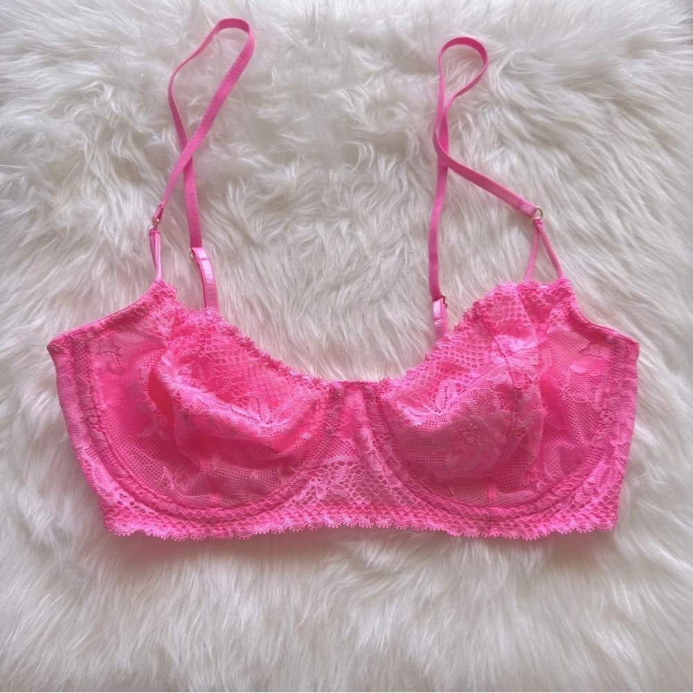 NWOT Free People Intimately Lace Underwire Bra Pink Size 32C - Picture 4 of 10